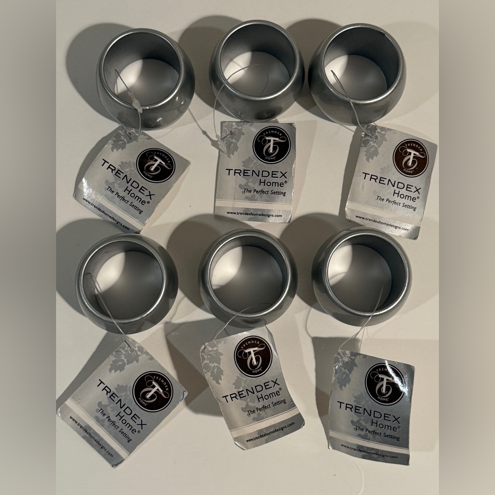 Trendex Home Joy Silver Napkin Ring Holders, Set of 6